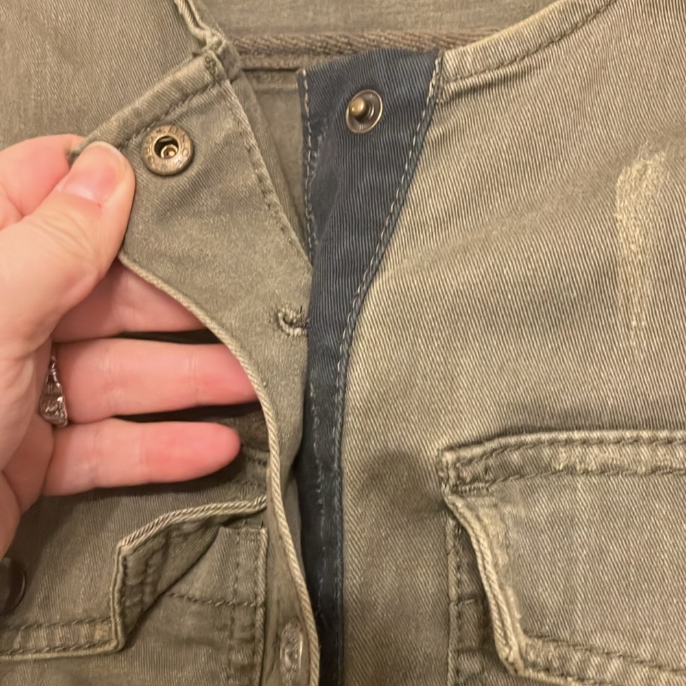 Free people cropped military style distressed jacket women’s olive green XS - Picture 4 of 10